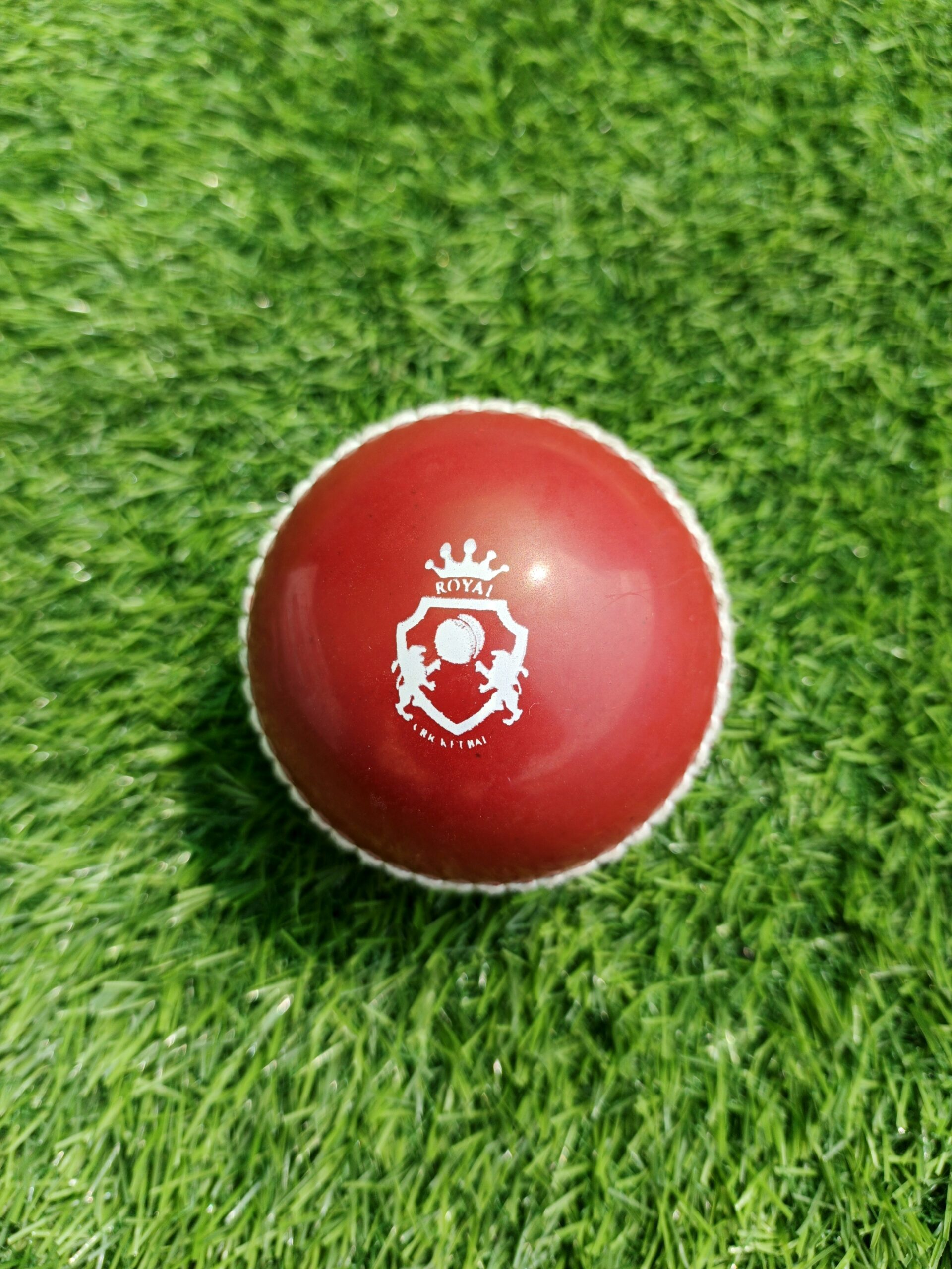 PVC Soft Practice Cricket Ball 4 Red Soft PVC Synthetic Stitched Practice Cricket Ball shown from front view with Royal Cricket logo clearly visible, designed for safe and effective training sessions