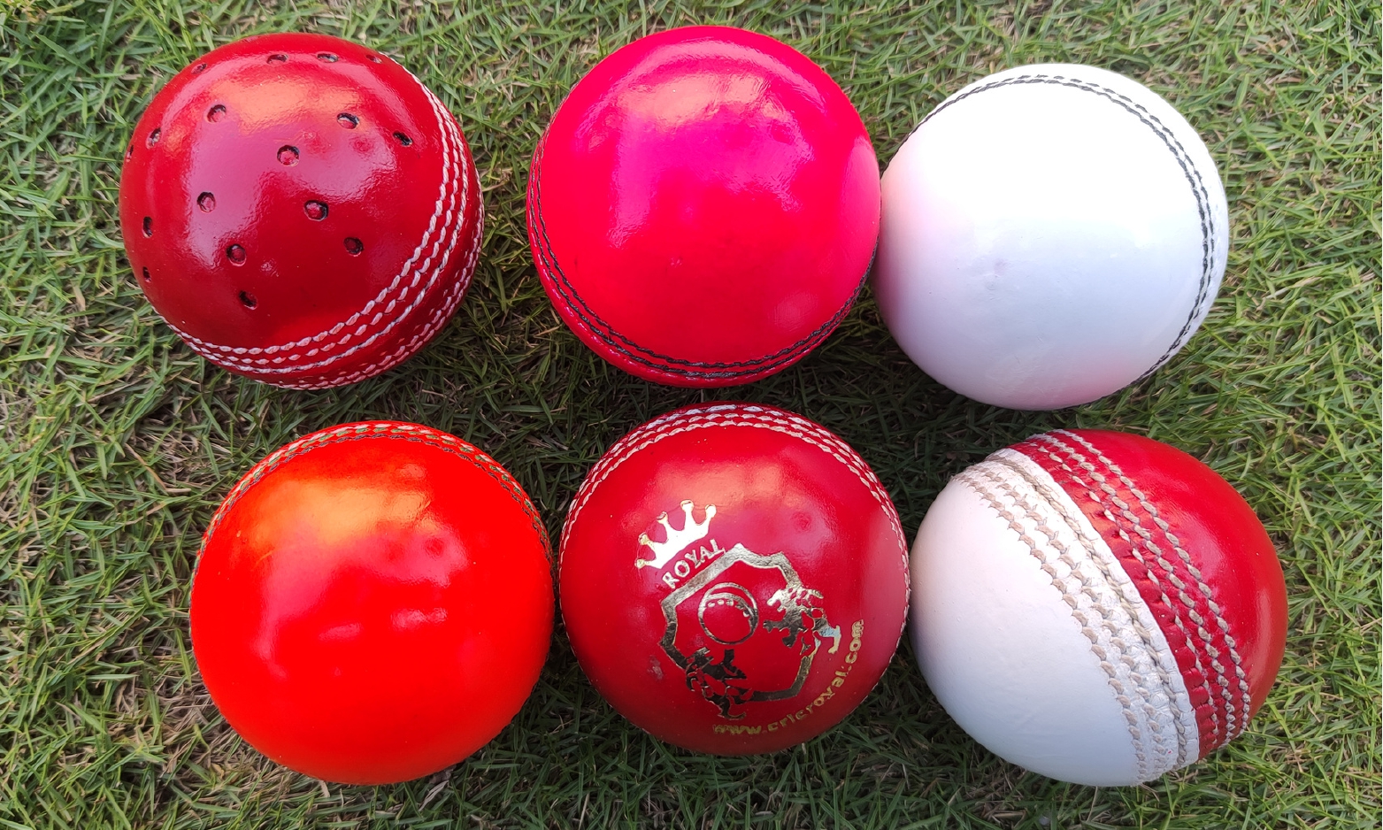 Cricket Ball 8 Category image showing six different premium leather cricket balls in various styles and finishes displayed together.